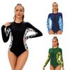 Printed Long-sleeved Sunscreen Women's Swimsuit Sexy Tight Surfer Women's Swimsuit