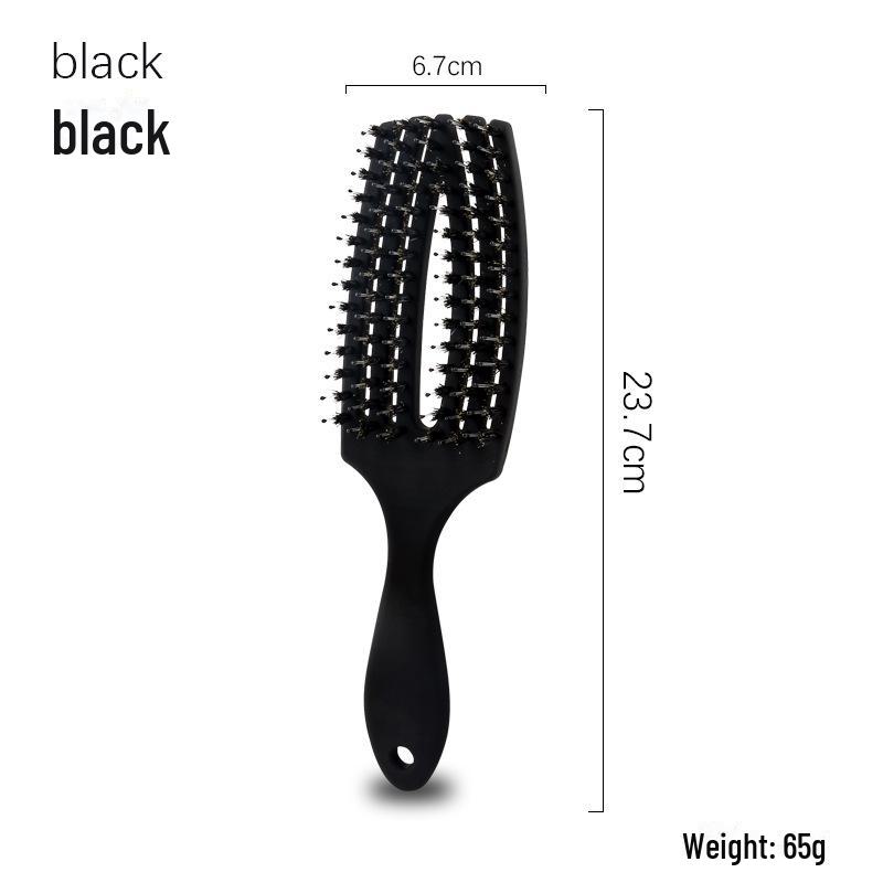 

Шестизубчатая пушистая кудрявая ребристая расческа для волос с полой щетиной Single Unit чёрный