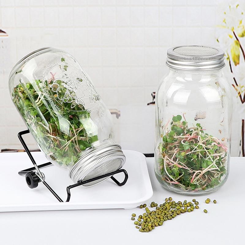 82Mm Wide Mouth Seed Sprouter Germination Cover Sprouting Lid Hydroponic Vegetable Bean Seedling Jar Lid With Drainage Net
