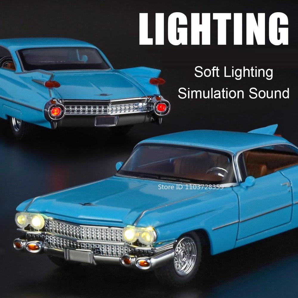 1:32 Eldorado Biarritz Charger 1970 Car Toy Models Alloy Diecast Vehicle Toys Sound Light Doors Opened Pull Back for Kid Gifts