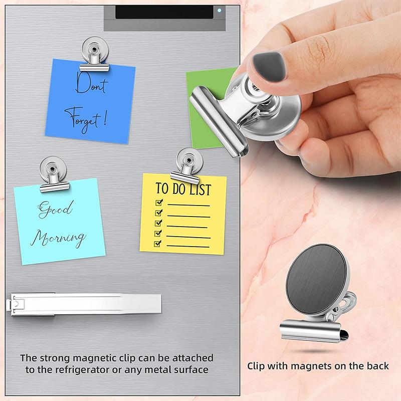Fridge Magnetic Clips 12pcs Metal Heavy Duty Magnet Clips for Whiteboard Fridge Photo Displays Reusable Snack Bag Sealing Tool