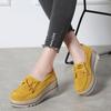 Cow Suede Women's Walking Shoes Fashion Platform Shoes Loafers Height-increased Moccasins Slip-on Mother Shoes