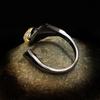 European and American Creative Inlaid with Moonstone Black Gold Branch Ring Retro Thai Silver Dyed Black Leaf Ring