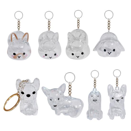 Dog Hair Collector Charm Keychain Transparent Pet Fur Keepsake Capsule Rabbit Memorial Pet Hair Collection Bottle Charm with Keyring Gift for Pet