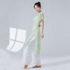 Mode Cheongsam Kragen Klassisches Tanzoberteil Geschlitzter Saum Langes Hanfu Bluse Schmetterling Elegant Performance Tanzbekleidung Damen