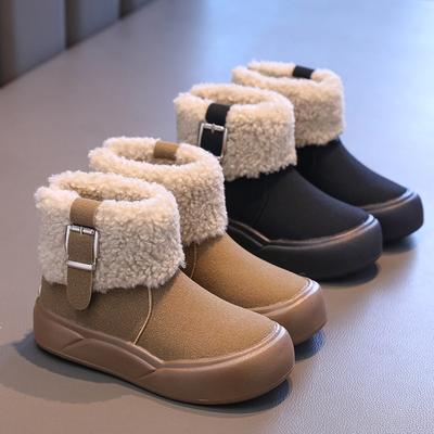 Ghete de iarnă cu platformă pentru copii, negru, kaki, la modă, pentru fete, din bumbac, noi, versatile, pentru copii, casual, scurte, cu pluș.