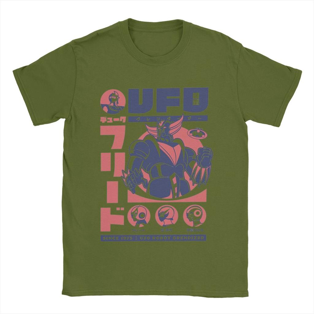 Grendizer Ufo Robot T Shirts Men's Pure Cotton Funny T-Shirts Round Neck Tee Shirt Short Sleeve Clothes Big Size