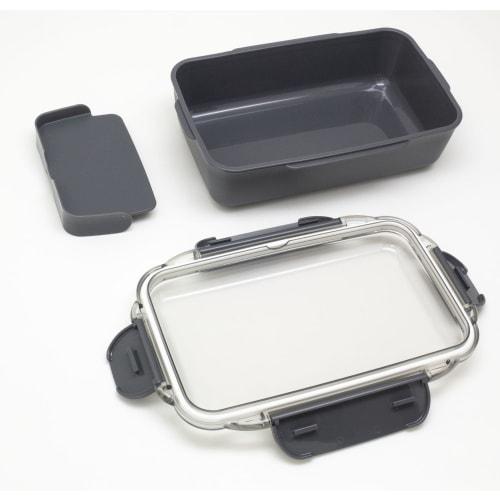 OSK Bento Box with Dividers, 900ml, Calm Color Charcoal, CMC No.3, Made In Japan, Antibacterial, Dishwasher and Microwave Safe, PCD-900