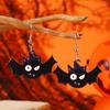 Halloween Skull & Bat Acrylic Earrings: Unique Horror Fashion for Women