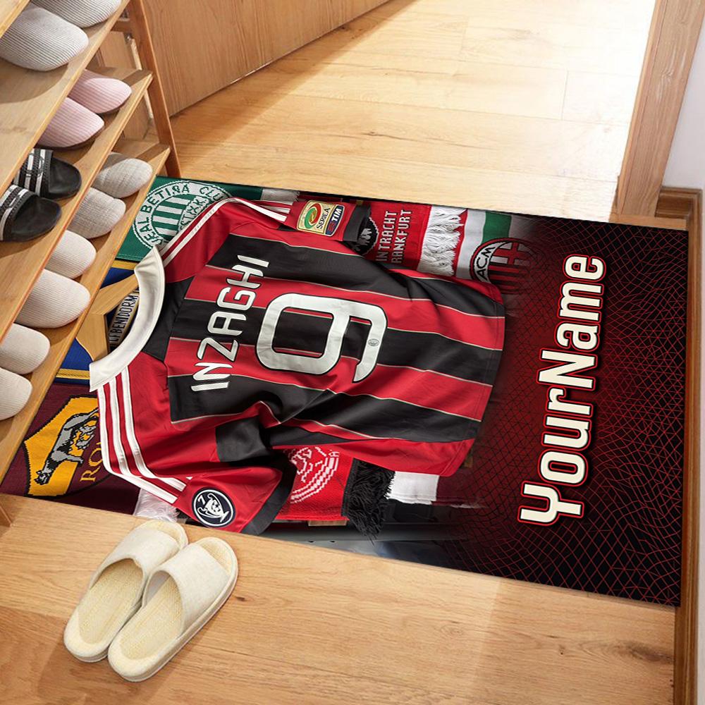 Ac Milan Personalized Text Carpet Suitable for Dining Room Kitchen Study room Living Rooms Anti-slip Rug Decorate Offices