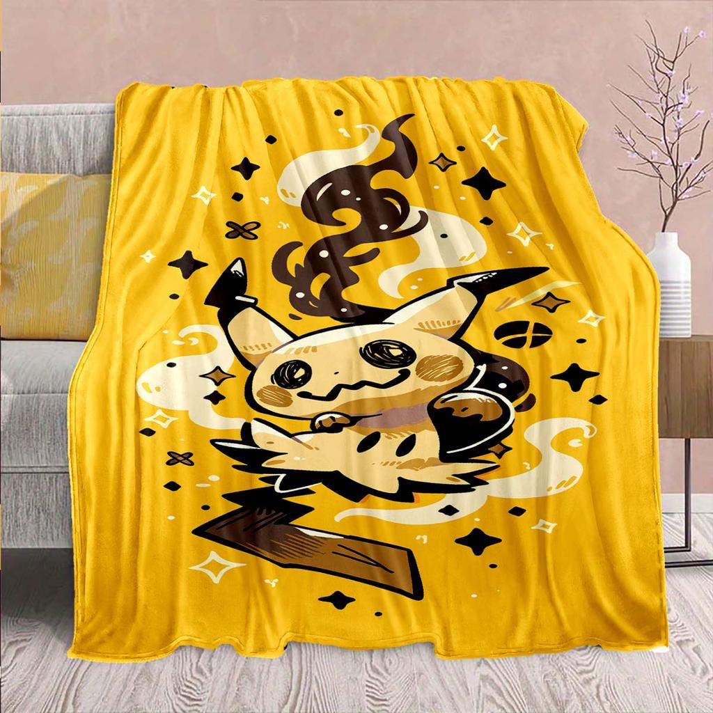 Pokémon Anime Flannel Blanket - Soft Warm Perfect for Sofa, Bedding Camping Travel Office Home Decor -QJY