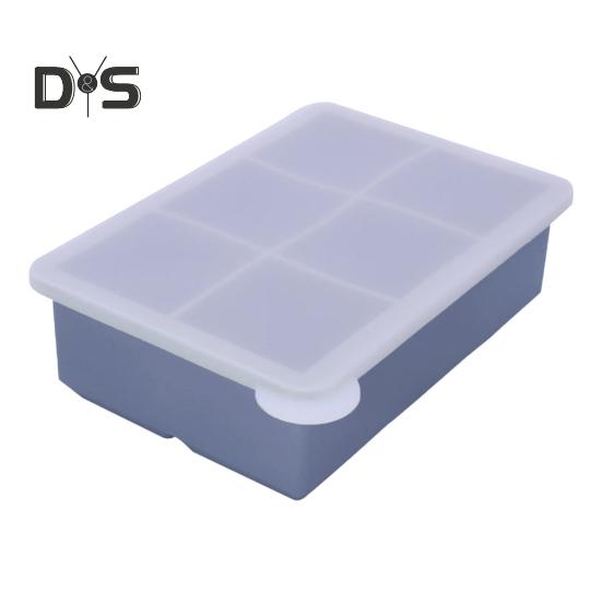 Large Square Ice Cube Tray with Lid Stackable Space Saving Ice Maker Easy Release Whiskey Cocktail Ice Cube Molds for Freezer Herbs