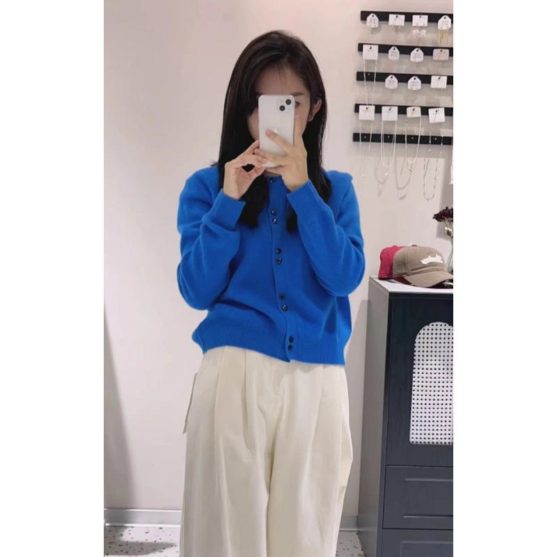 Winter new casual versatile crew neck single-breasted loose knitted cardigan sweater women