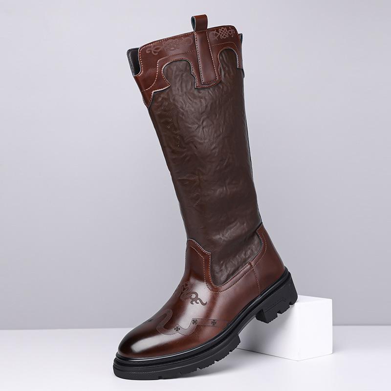 Martin Boots For Men'S Autumn And Winter Vintage Outdoor Men'S Knee-High Boots, British Style Work Boots, High-Top Men'S Leather Boots