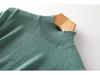 Women's Slim-Fit Half-High Collar Knit Top with Mid-Length Sleeves