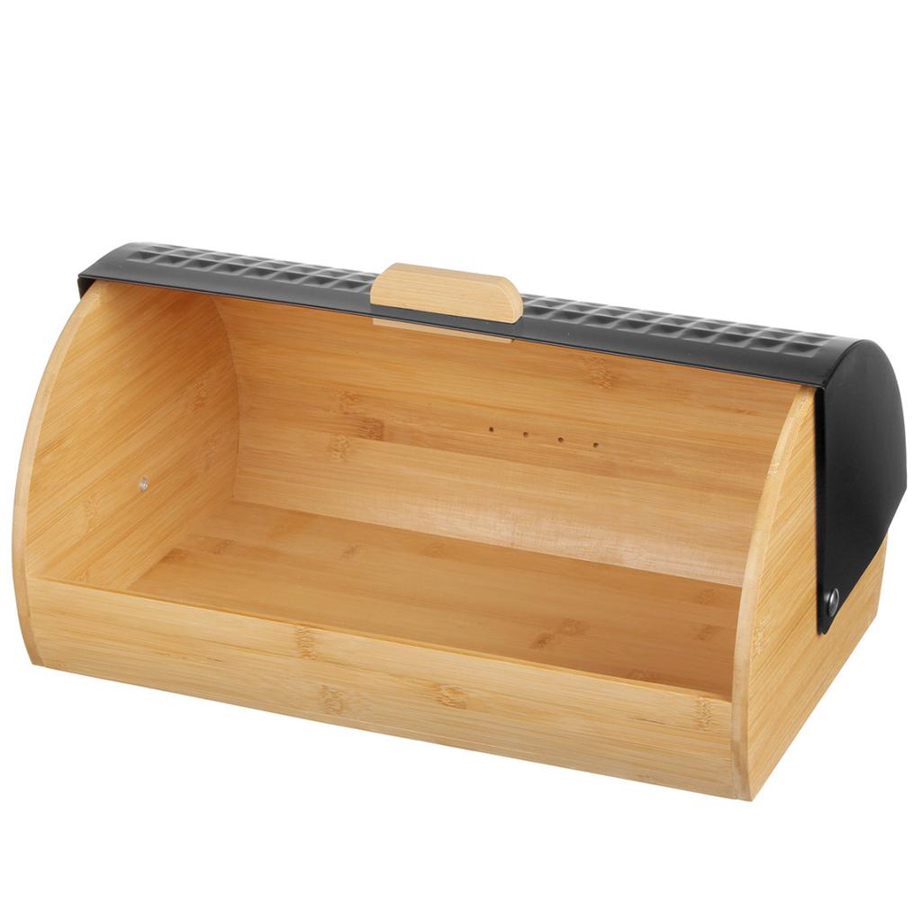 BAMBOO BREAD BOX WITH BREAD KNIFE 2773 BLACK