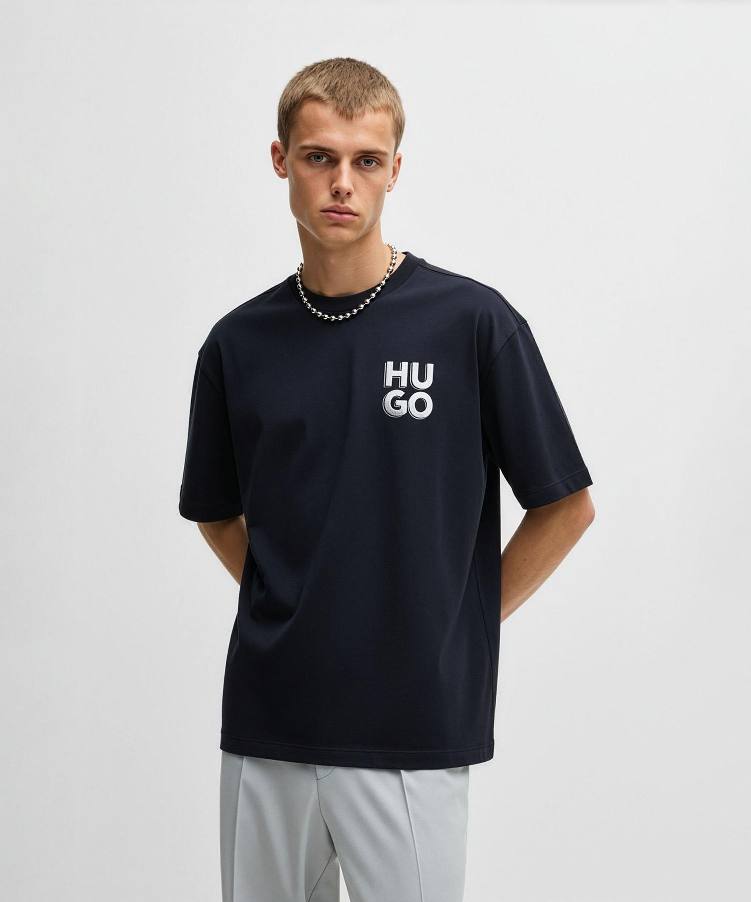 Hugo Reflective Logo Short Sleeve T-Shirt Regular Fit 50508944_001 Black/L