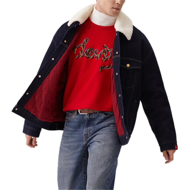 Levis SS25 New Year Limited Edition Shearling Button-Up Casual Denim Jacket Men Jackets Denim-Blue 0036I-0000