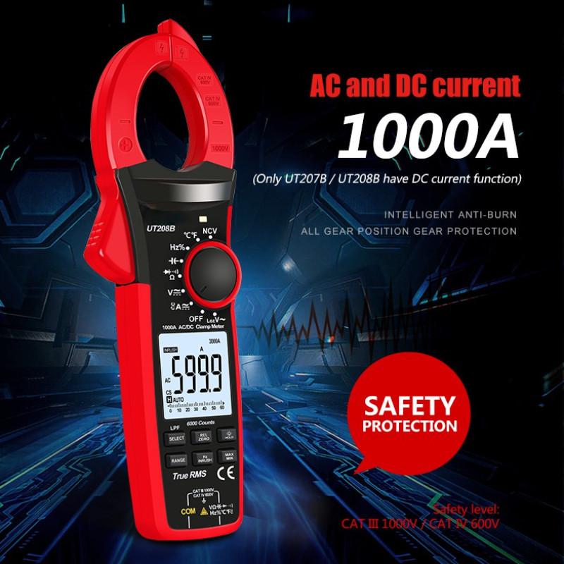 RMS Digital Clamp Meter AC Current 1000A AC DC Voltage 1000V 6000 Count Inrush Current Diode Continuity Measurement Tool