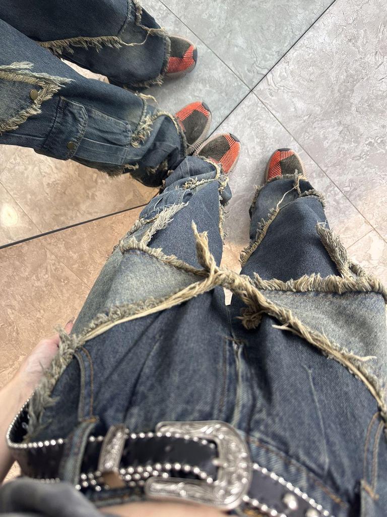 Unisex Retro Loose-Fit Raw Edge Wide-Leg Jeans for Autumn