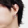 [Shinjuku Gin no Kura] Simple 925 Sterling Silver Hoop Earrings, 18mm x 3mm, Single Earring, Large, Fold-Over Style, Round Shape