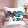 Happy Camping RV Camper Car Cushion Cover Square Short Plush Pillow Case Living Room Sofa Home Decor Funda X
