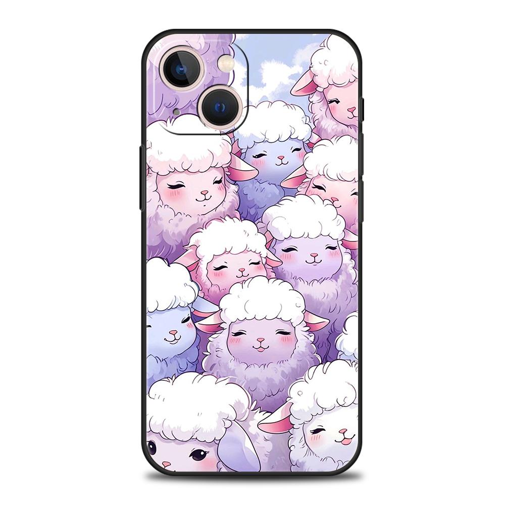 Phone Case Cover for iPhone 17 16 15 14 13 12 Pro Max 11 Pro Max 17AIR Plus Shockproof Soft TPU Bag Cute Little Lamb Angel Sheep