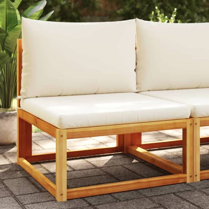 VidaXL Garden Sofa Without Armrests with Cushions In Acacia Wood and Rattan 4008177