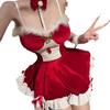 Red Bunny Girl Temptation Dress - Sexy New Year Christmas Lingerie with Removable Battle Robe