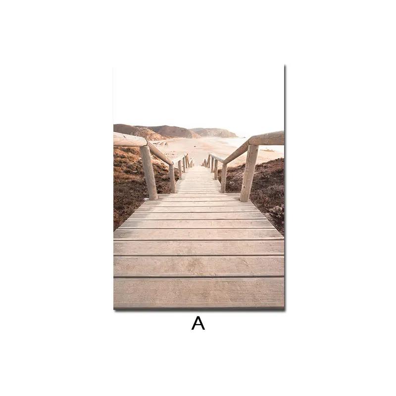 Stampa Nordica Stile Boho Tramonto Paesaggio Naturale Poster Mindfulness Arte Astratta Pittura Murale Nordica Immagine Decorazione Stanza