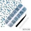 1 Set 12 Grids Nail Art Rhinestone Kit with Storage Box Drill Pen Tweezers Glass Flatback Rhinestone DIY Nail Design Crafting Decoration Fake Gems