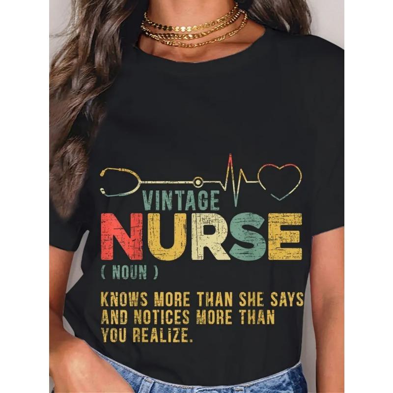 

Women s Cotton Nurse Tshirt, Summer Party Attire, Casual Attire, Playful Design, Comfortable Tee European Size 4XL