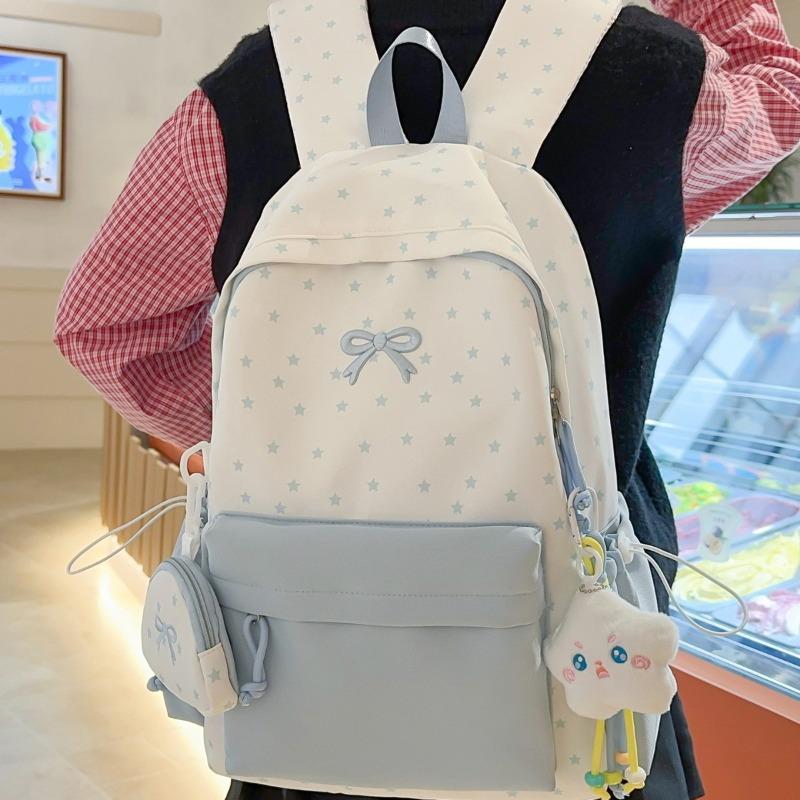 New female cute schoolbag versatile small fresh star bow junior high school college student backpack class backpack