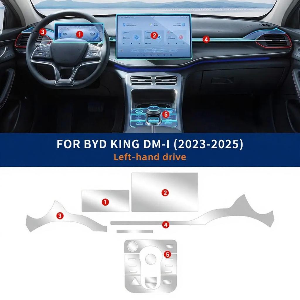 For BYD KING DM-i -2025 Car Interior Center Console Dashboard Transparent Sticker TPU Protection Film Auto Accessories
