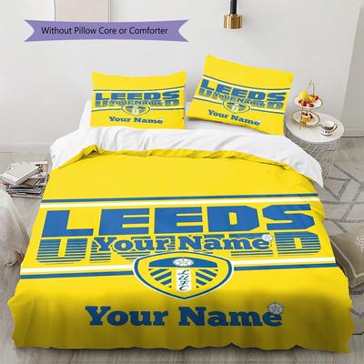 Leeds Wappen Benutzerdefiniertes Namensmuster Bettwäsche Steppdecke Set Steppdeckenbezug Kissenbezug Zuhause Geburtstagsgeschenk(1 Bettbezug + 2 Kissenbezüge, ohne Füllung)