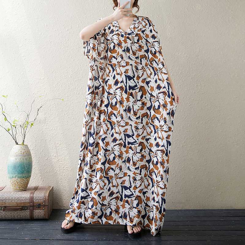 V-Neck Floral Skinny Vintage Long Skirt