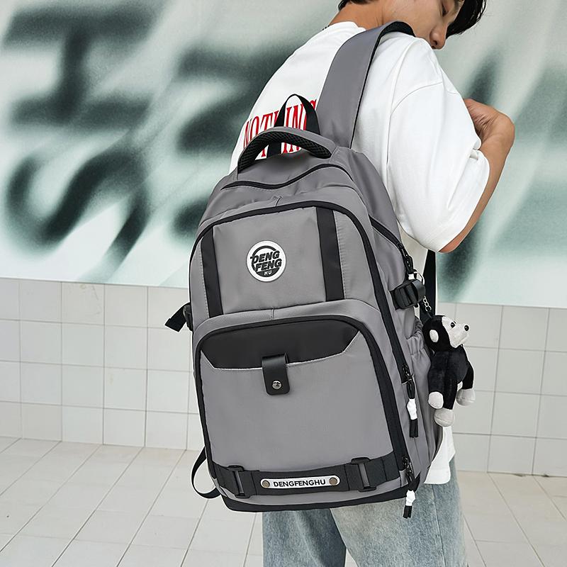 Contrast Color Backpack Men's Lightweight Travel Backpack Large Capacity Student Schoolbag