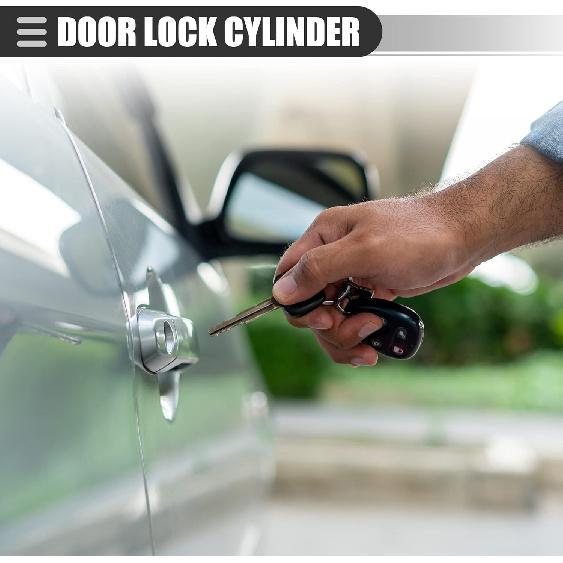 Motoforti Door Lock Cylinder Kit, for Ford Explorer 1992-1995, Metal, with 2 Keys, F2UZ1522050A, Black Silver Tone, 1 Set