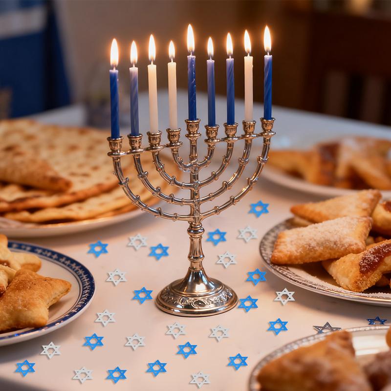 450pcs/bag Hanukkah Theme Star Confetti for Chanukah Party Home Table Decoration Supplies Wedding Birthday Party DIY Gift Crafts