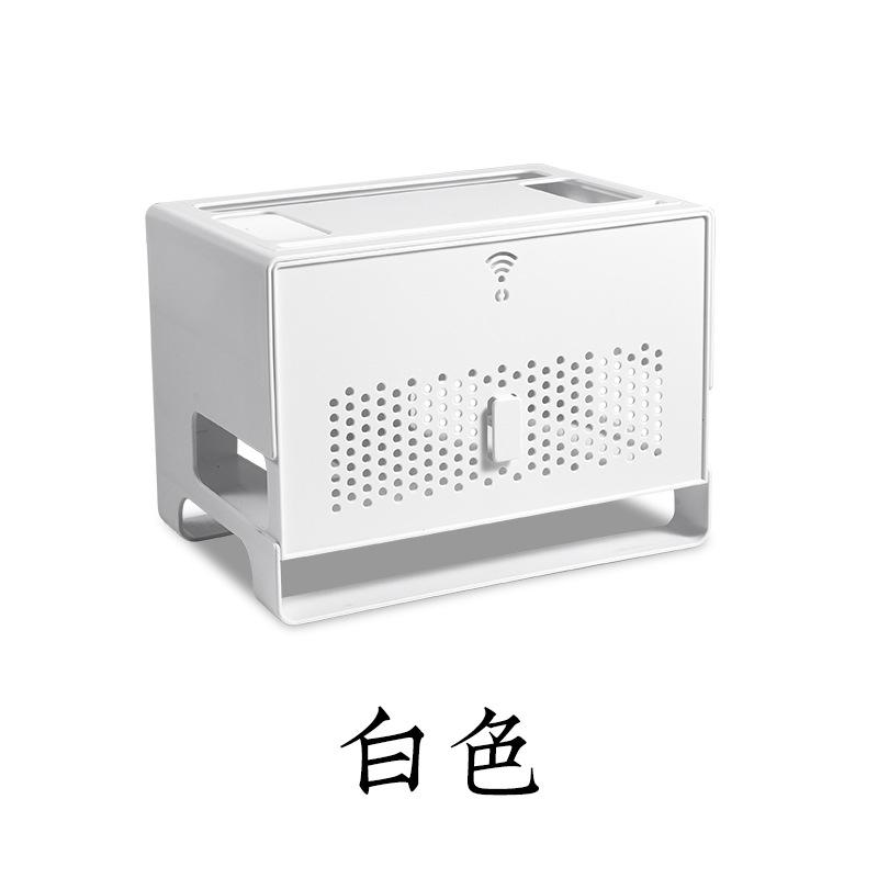 

Double-Layer Router Storage Box - Multi-Function WiFi Organizer with Cable Management, Plastic Cover for Power Strips & Modems білий