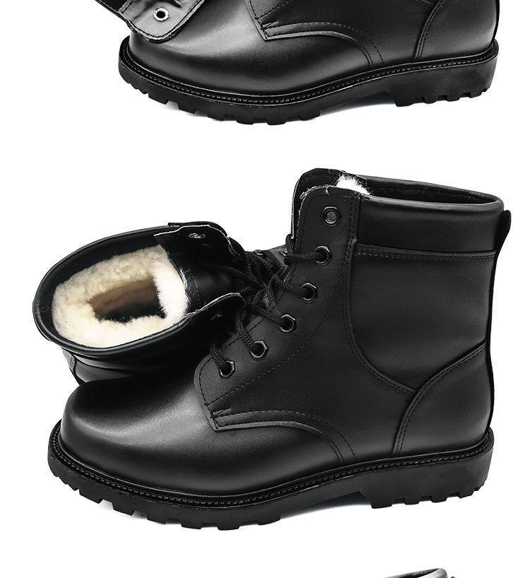 Herren-Schneestiefel aus Vollrindleder mit Wollfutter – Hohe, warme, kältebeständige Winterlederschuhe