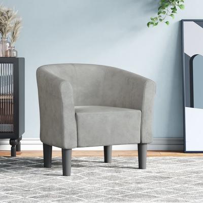 Vidaxl Club Armchair, Light Grey, Upholstered In Velvet