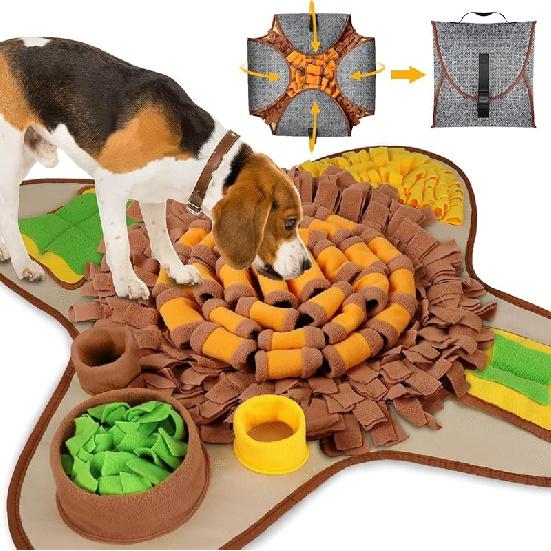 HOPET Snuffle Mat for Dogs Large Breed, 28.3''x28.3'' Interactive Puzzle Dog Food Mat, Easy to Clean, Durable, Mental Stimulation & Slow Feeding Game