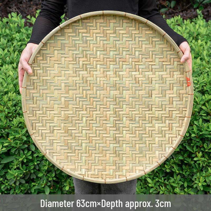 Handmade Bamboo Copper Wire Winnowing Basket - Farmhouse Style Drying Tray
