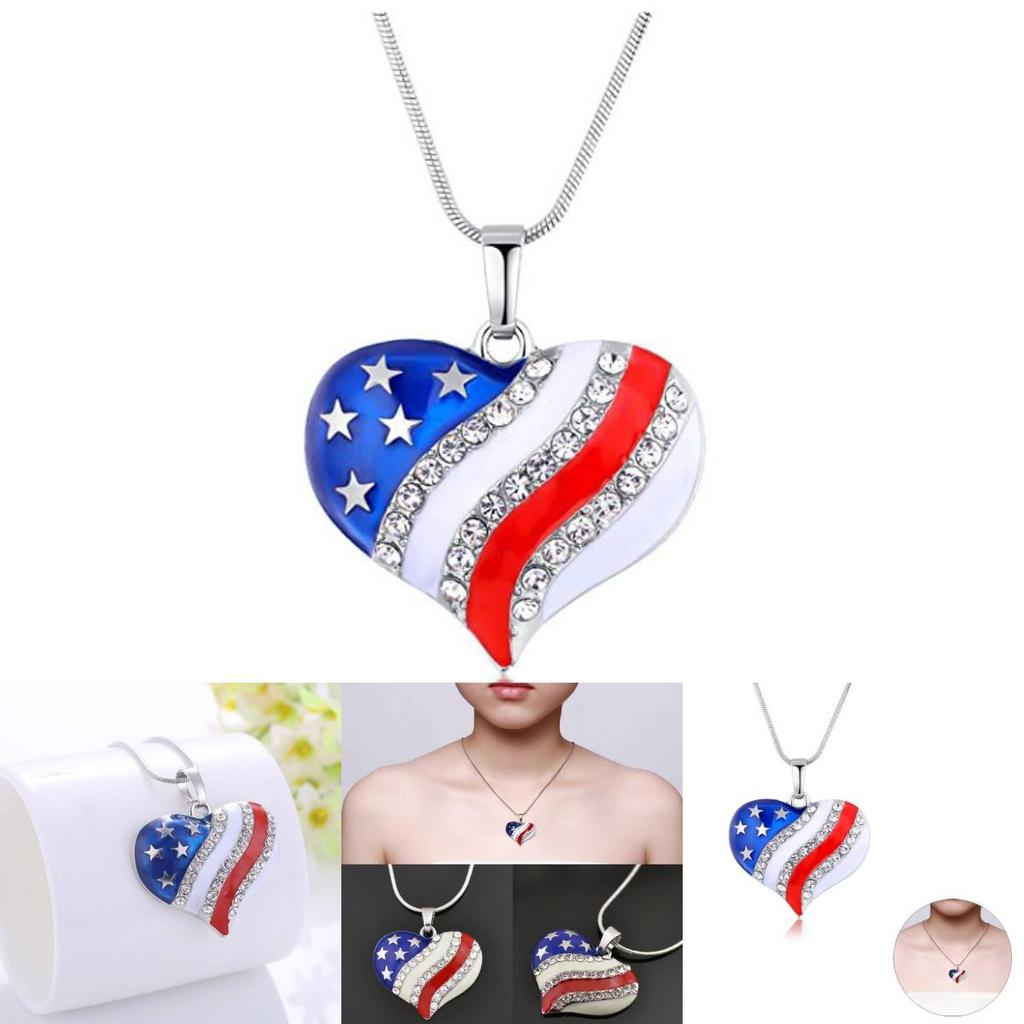 Stylish Blue Heart Star Pendant Necklace Trendy European American Jewelry