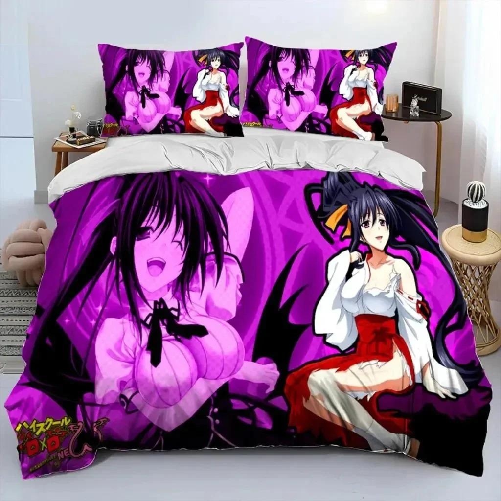 Anime High School DxD Sexy Rias Ložní souprava Chlapci Dívky Twin Queen Size Povlak na přikrývku Povlak na polštář Postel Děti Dospělí Domácí textil