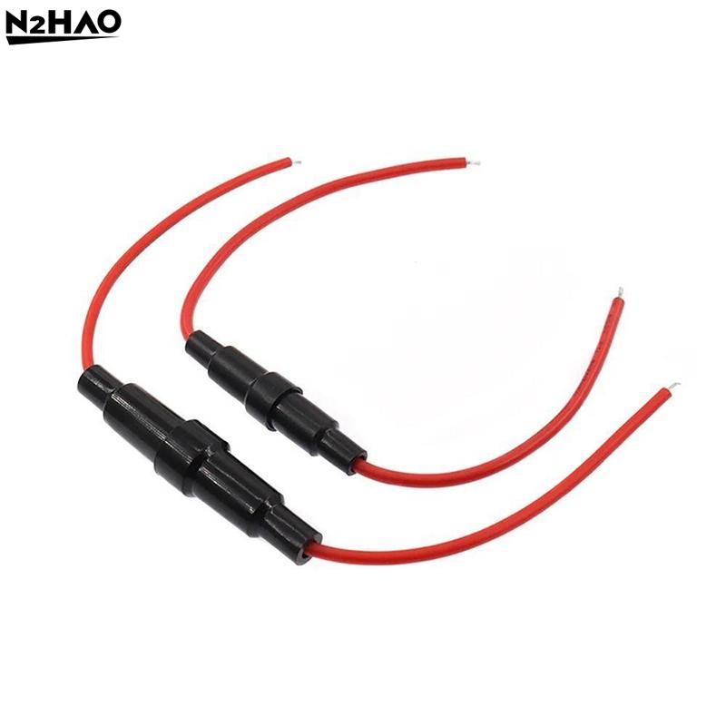 1/10Pc 20AWG Copper GlassFuse Holder ScrewType 5X20mm With 20AWG Wire Cable Fuse Casing 250V 5*20mm 6*30mm Fuses Boxes Fuse Tube