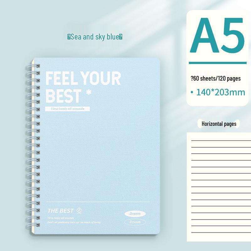 Stylish Thickened Coil Notebook: Lined B5 Junior High to A5 Postgraduate Student Record Book.