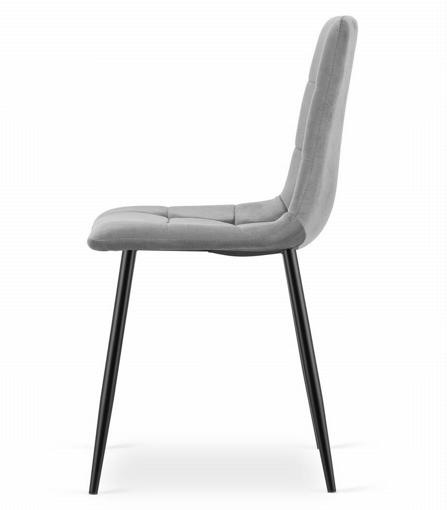 KARA Chair - Light Gray Velvet / Black Legs X 2