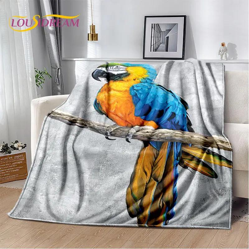 Macaws Colorful Birds Parrot Soft Plush Blanket,Flannel Blanket Throw Blanket for Living Room Bedroom Bed Sofa Picnic Cover Kids